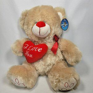Kellytoy 2017 Plush In A Rush "I Love You" Teddy Bear 12" Stuffed Toy Brown